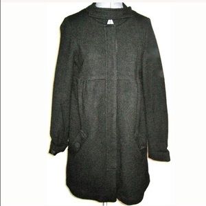 CLASSIC ZARA LADIES BLACK FELTED WOOL A-LINE COAT DRESSY WINTER OVERCOAT M